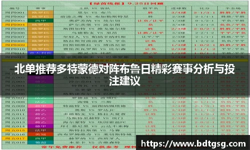 北单推荐多特蒙德对阵布鲁日精彩赛事分析与投注建议